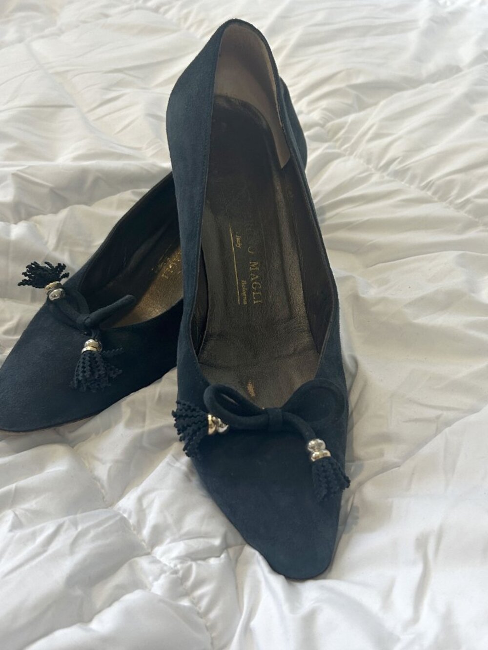 BRUNO MAGLI Authentic Vintage Women's Navy Suede Pumps in Size 10 Made in Italy - Picture 2 of 8